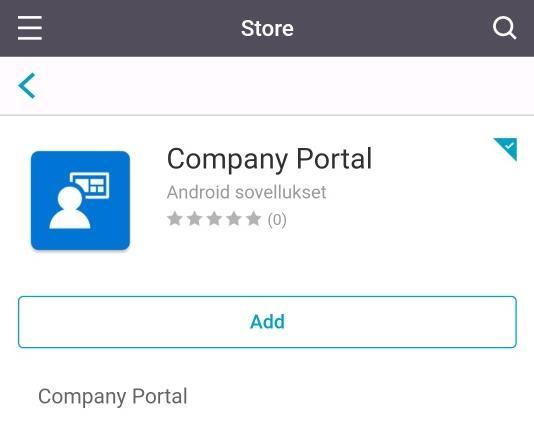 17. Asenna Company Portal klikkaamalla Add-painiketta ja hyväksy asennus.