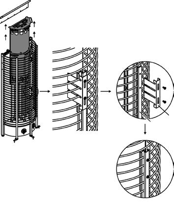 Kiukaan käyttö ilman huohotinta (B-mallit) hen not using Stone Spacer (for B only) Kuva 5 Fig. 5 1. Poista huohotin 2. Irrota ruuvit jotka pitävät lämmönjohdinta ja sensoripidikettä kiinni 3.