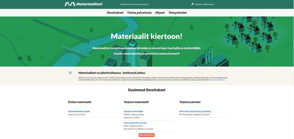 Etusivu (www.materiaalitori.fi) Tämä on tyhjä sivu.