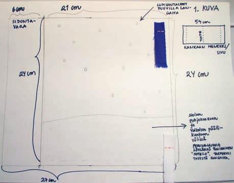 ja pintakontrasteja. Muista jättää noin 4 5 sentin sidontavara (saumavaran lisäksi) kuvan vasempaan laitaan.