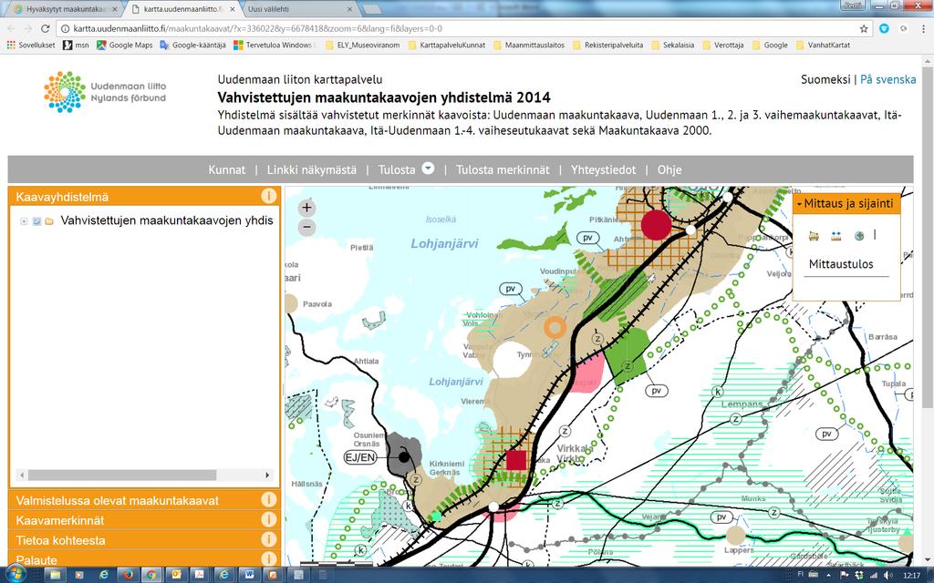 3. Suunnittelutilanne 4.1 Maakuntakaava Maakuntakaavojen yhdistelmä on esitetty viereisessä kuvassa.