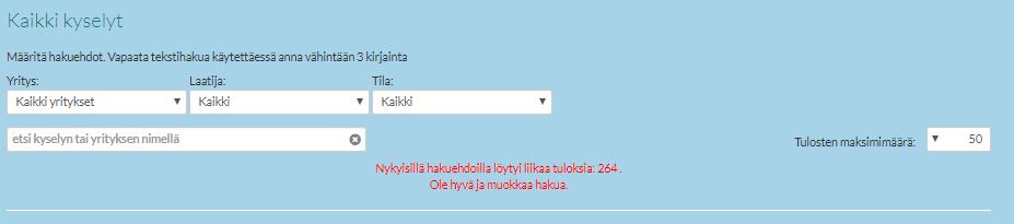 Kyselyiden päänäkymä Alla olevassa esimerkissä kyselyitä on liikaa näytettäväksi kerralla.