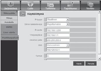 Verkko Katso lisätietoja varten <Verkkokokoonpano>.