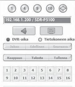 . Näytöllä esitetään valittu DVR-laitteeseen yhdistetty kamera YHDEKSÄNTILASSA.