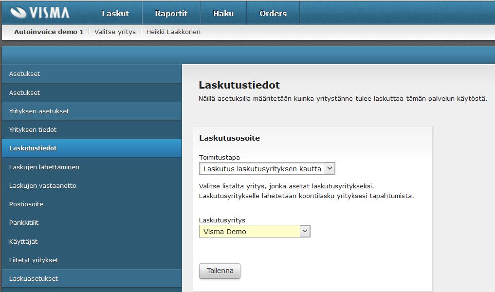 2.3 Laskutettavan yrityksen valinta AutoInvoice tilillä Kirjaudu AutoInvoice-tilillesi autoinvoice.visma.com.