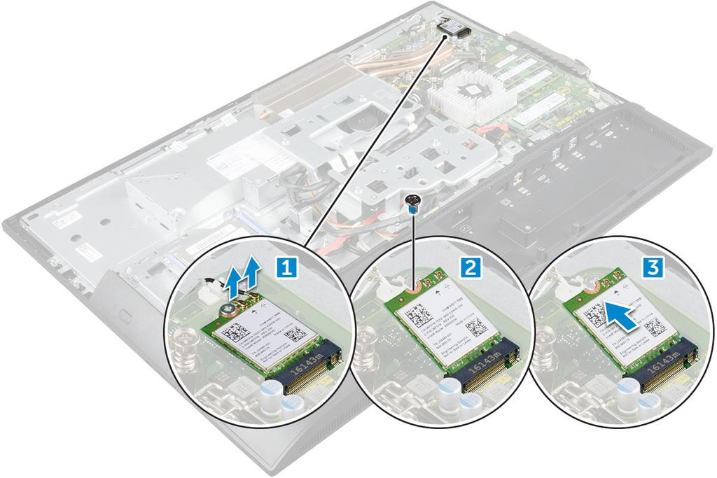WLAN-kortti WLAN-kortin irrottaminen 1 Noudata Ennen kuin avaat tietokoneen kannen -kohdan menettelyä.