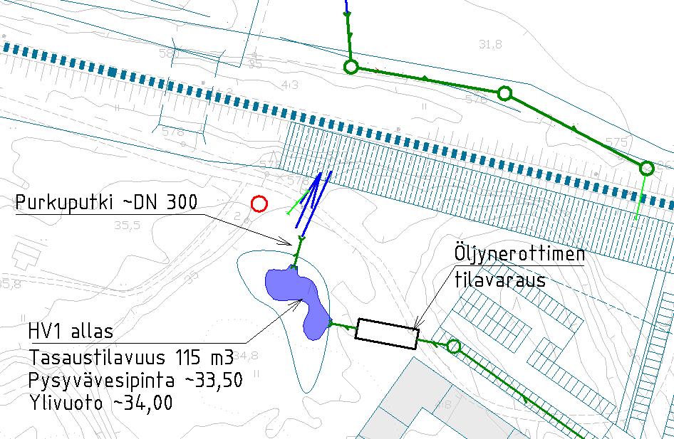 Sivu 10 (19) Kuva 7. Kaava-alueen pohjoisen pumppaamon sijainti punaisella ympyrällä esitettynä.