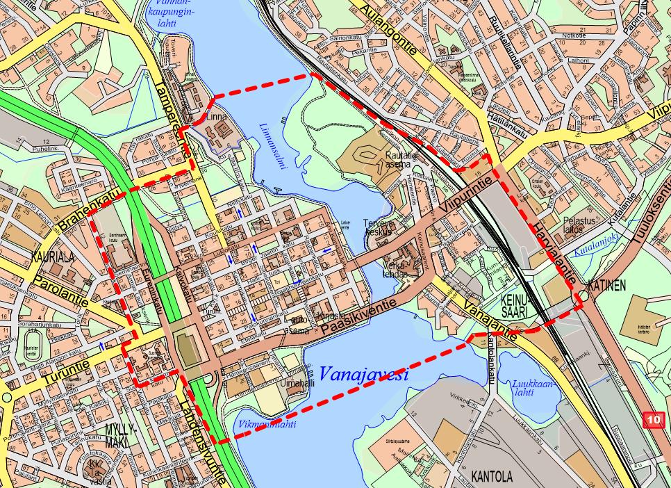 1. Suunnittelualue Keskustavisio 2035 laaditaan ruutukaavakeskustan ja Suomen kasarmien, Engelinrannan ja Keinusaaren alueille sekä Erottajankadun ja Brahenkadun rajaamalle alueelle Kaurialassa, ja