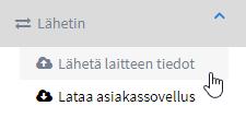 5. Lähetin Lähetä laitteen tiedot Voit siirtää CGM-järjestelmän tietoja DMS-tiliisi langattomasti tai käyttämällä Eversense CGM järjestelmän mukana toimitettua USB-kaapelia. 1.