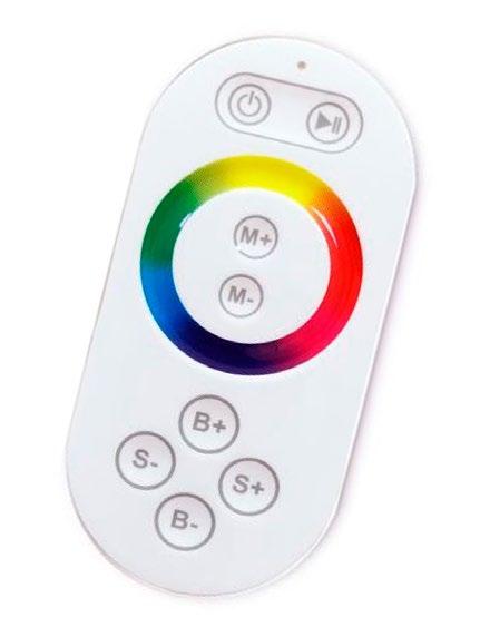 Kauko-ohjaimen käyttö ON/OFF Käynnistä/Sammuta M+ ja M- Ohjelmapainike. jolla voit valita valoon 19 eri ohjelmaa. Neljä erilaista vaihtuvaa ohjelmaa tai 15 pysyvää värivaihtoehtoa.