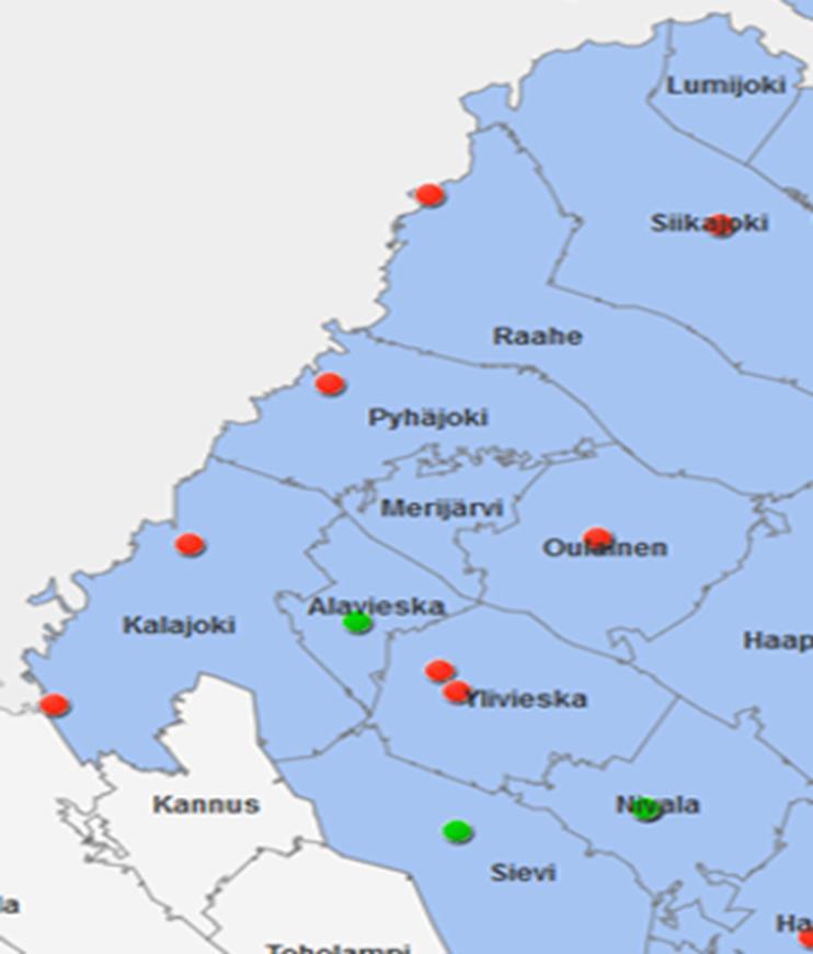 Vaihtoehdot alueittain: Rannikko a) Toimintaa keskitetään siirtyviin valmistuskeittiöihin. Tila-arviot suoritettava.