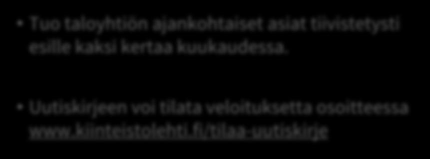 Kiinteistölehden uutiskirje Tuo taloyhtiön