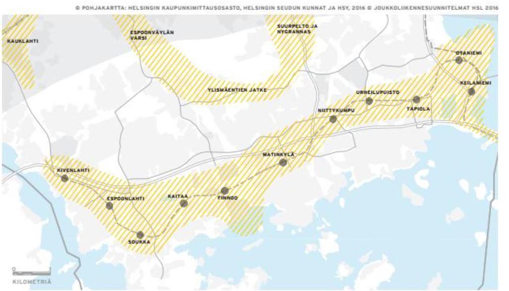 Länsimetron vyöhykkeen maankäyttö Valmistuneen metron ja tulevan metron jatkeen vaikutuspiirissä kaavoitustyö on vilkasta ja maankäyttöä tehostetaan kaavoittamalla asemien läheisyyteen asuntoja,