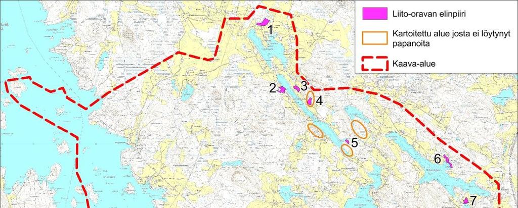 4 TULOKSET Liito-oravan tyypillisintä elinympäristöä ovat varttuneet kuusivaltaiset sekametsät, joissa on sopivia pesäpaikkoja ja lehtipuiden lehtiä, norkkoja ja silmuja ravinnoksi (Nieminen & Ahola