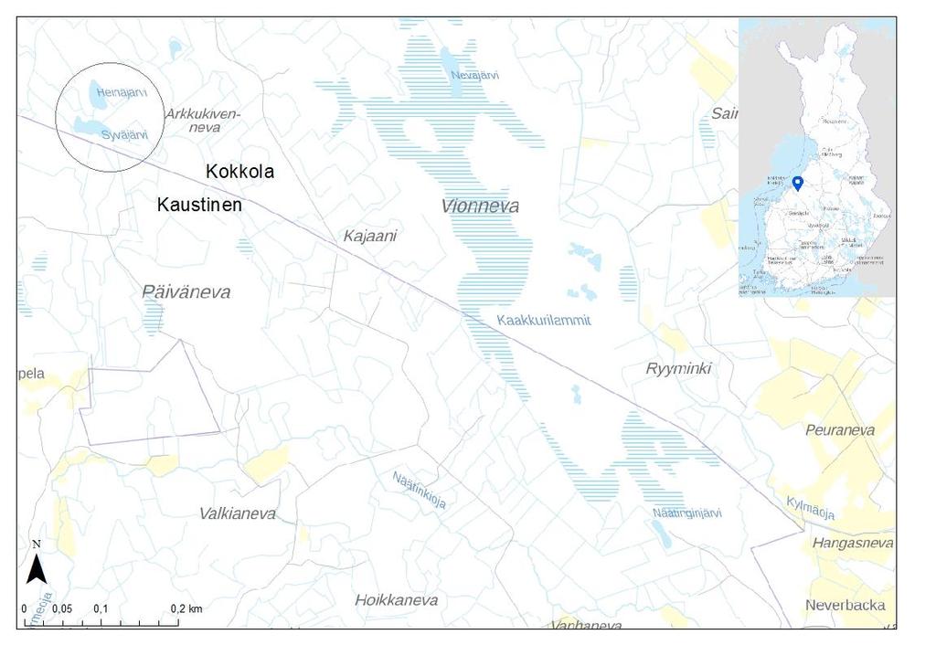 16 4. TUTKIMUSALUE Tähän työhön liittyvät kenttätutkimukset on tehty Keliber Oy:n Syväjärven kaivosalueella, joka sijaitsee Kaustisen kunnan ja Kokkolan kaupungin rajalla (Kuva 1).
