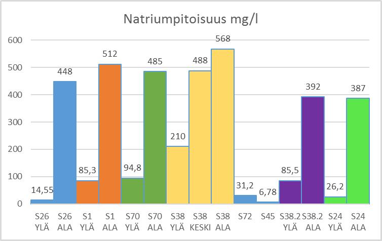 30 Kuva 7. Tutkimuspisteiden natriumpitoisuudet. Tutkittujen vesinäytteiden kalsiumpitoisuudet on esitetty kuvassa 8.