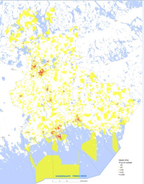 Väestöennusteen (Sotkanet 2016) mukaan yli 75-vuotiaiden määrä lisääntyy 33 prosenttia nykyhetkestä vuoteen 2025.