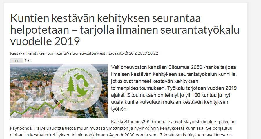 Indikaattoritietoa ilman raportointia Kuka: Valtioneuvoston kanslian