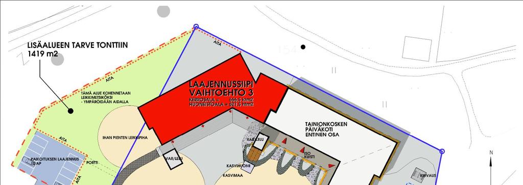 Suunnitelmista on valittu vaihtoehto 3 kaavan suunnittelun pohjaksi (kuva 3).