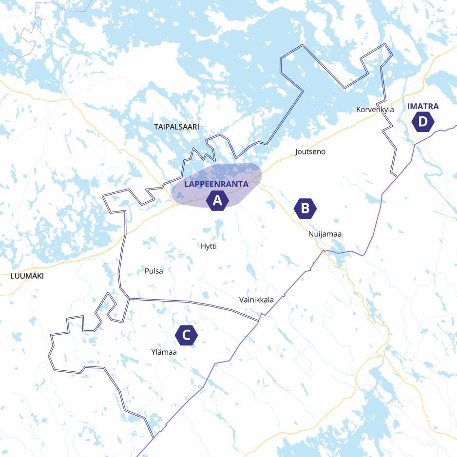 Hintavyöhykkeet Lappeenrannan lähiliikenteessä on käytössä 4 vyöhykettä A-vyöhyke kattaa Lappeenrannan