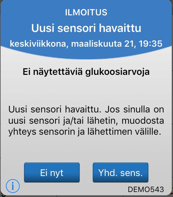 : Mobiililaitteessasi on oltava internetyhteys, jotta se voidaan yhdistää sensoriin. 2.