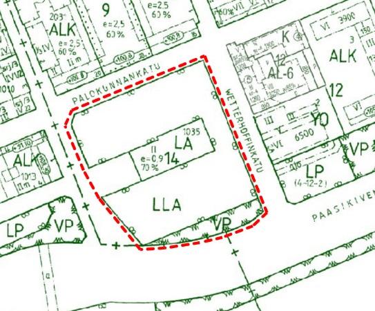 Suunnittelualue sijaitsee ydinkeskustan etelälaidalla Palokunnankadun, Wetterhoffinkadun, Paasikiventien ja Sibeliuksenkadun rajaamalla alueella. Kaavamuutosalueen pinta-ala on n. 1,41 ha.