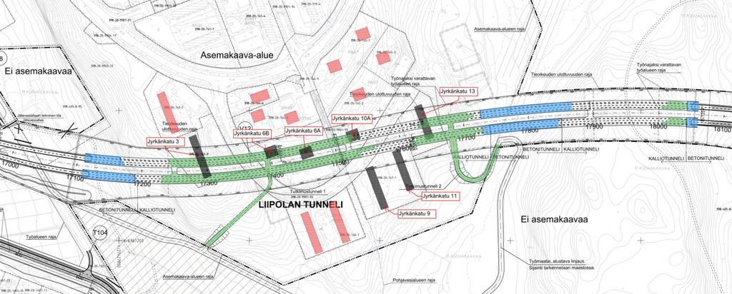 Liipolan liikennetunnelin rakentaminen - Liipolan tunnelin louhintatyöt