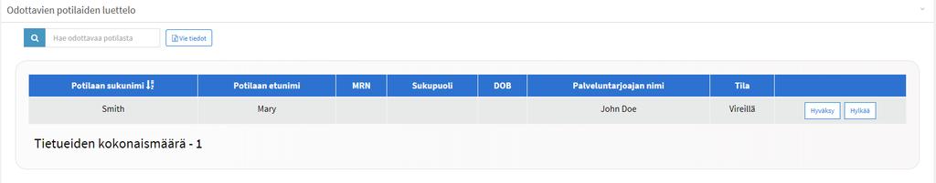 Potilaan pyynnön hyväksyminen 3 Potilaat voivat lähettää pyynnön liittyä klinikkaasi henkilökohtaisilta Eversense DMS -tileiltään, jos olet antanut heille Eversense DMS Pro -klinikkanumerosi.