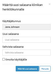 2 Klinikkahenkilökunnan tilien poistaminen käytöstä: 1. Napsauta Henkilökunta vasemmasta navigointivalikosta 2. Napsauta tietosivun avaamiseksi 3.