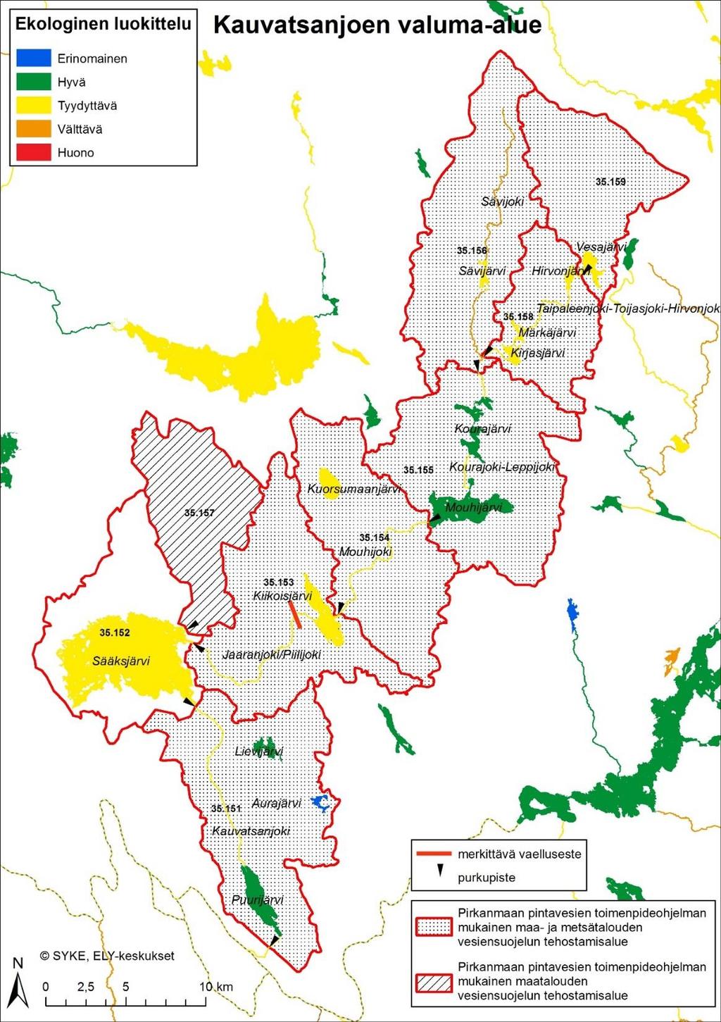 Valuma-alue Pinta-ala 800 km², joka on metsätalousvaltaista Asutus kattaa alasta 1 % Maatalousalueita