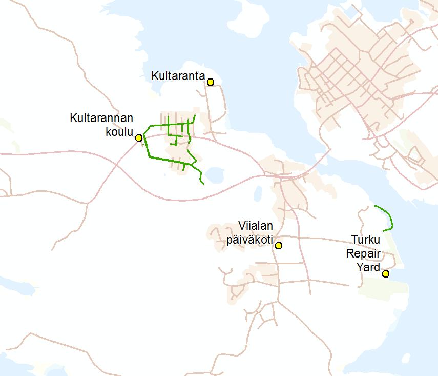 Betoniputket on merkitty karttoihin ruskealla