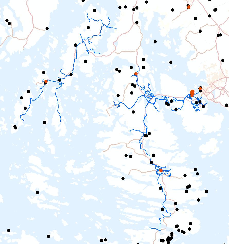 MUSEOVIRASTON SUOJELLUT KOHTEET 2/2 - Musta piste: Kiinteä muinaisjäännös.