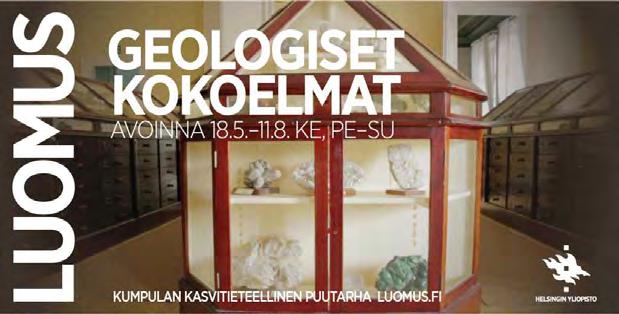 Sisäänpääsymaksu lapset 4 / aikuiset 2 Kumpulan kartanossa sijaitsevat Luomuksen geologiset kokoelmat ovat äitienpäivänä avoinna klo 12 15.