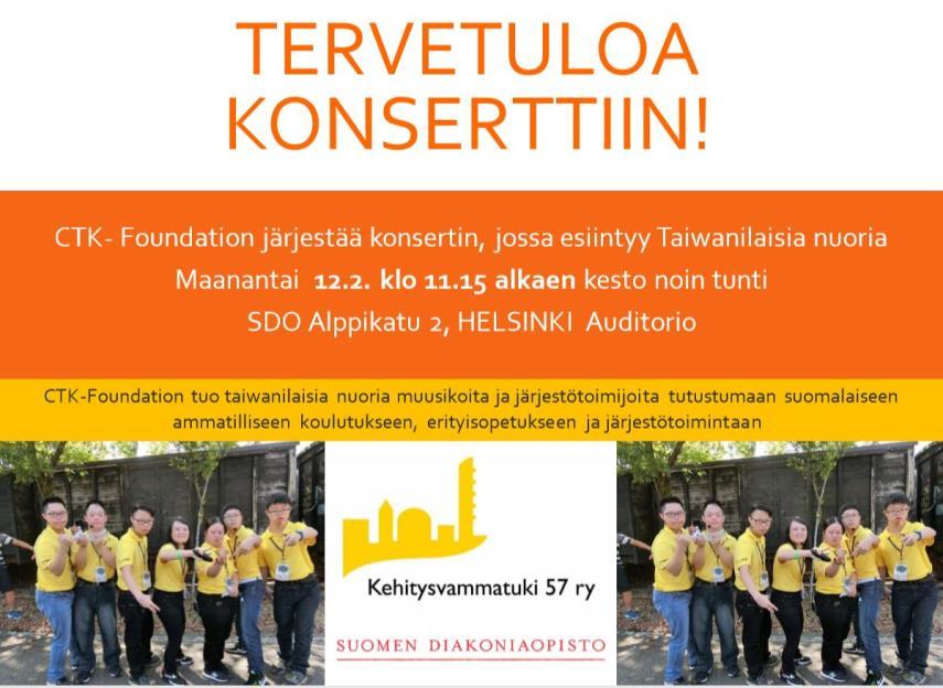 Kansainvälistä yhteistyötä yhdistys teki kutsumalla Japanista sosiaali- ja terveysalan opiskelijoita tutustumaan toimijataloon ja järjestämällä konsertin yhteistyössä taiwanilaisen CTK-Foundationin