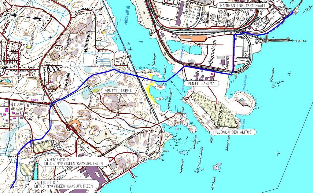 Yhteydet kaasuverkkoihin Siirtoverkkoyhteys Noin 5,5km DN250 korkeapaineputkea ja liitos nykyiseen Summan haaraan Tekninen maksimiläpäisy n. 2Mnm 3 /d eli n.