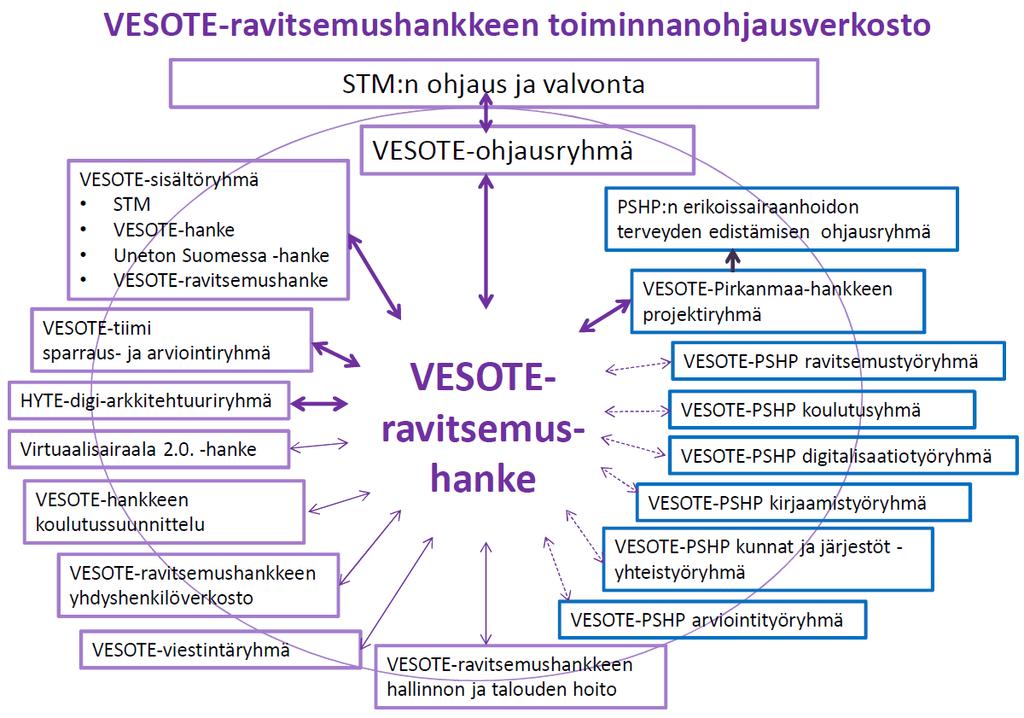 VESOTE-ravitsemushankkeen organisaatio ja ohjaus VESOTEravitsemushankkeen ohjausryhmä PSHP:ssa oli VESOTE- Pirkanmaa-hankkeen projektiryhmä.
