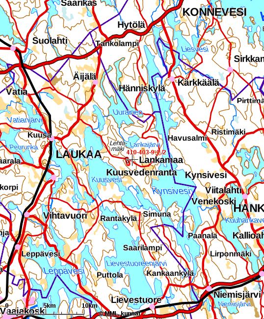 HIEKKAHARJU Tulosteen keskipisteen koordinaatit (ETRS-TM35FIN): N: 6922928.8585743, E: 455999.35795121 Karttatuloste ei ole mittatarkka.