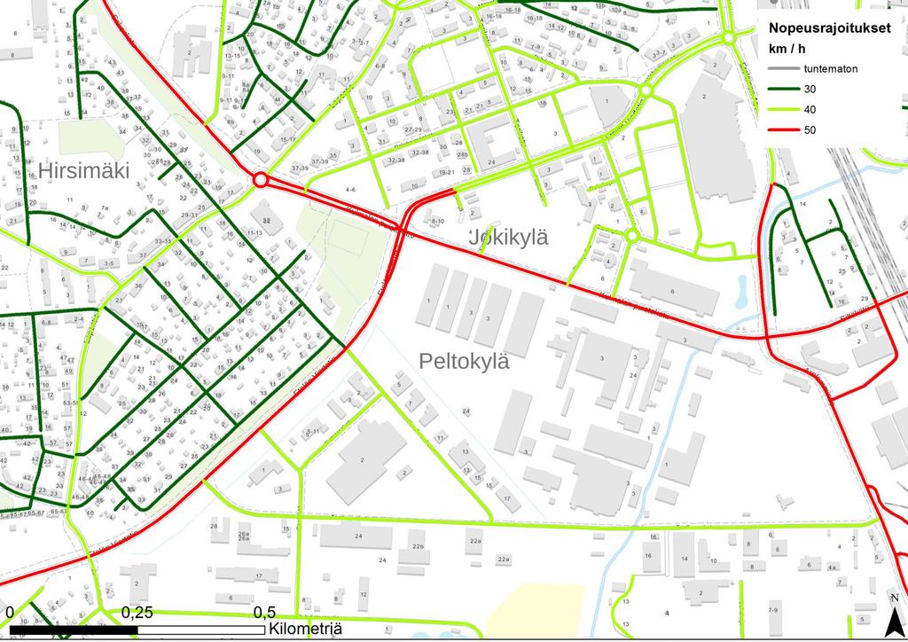 50 40 NYKYISET AUTOLIIKENTEEN NOPEUS- RAJOITUKSET 50 Suunnittelualue 30 40 50 40