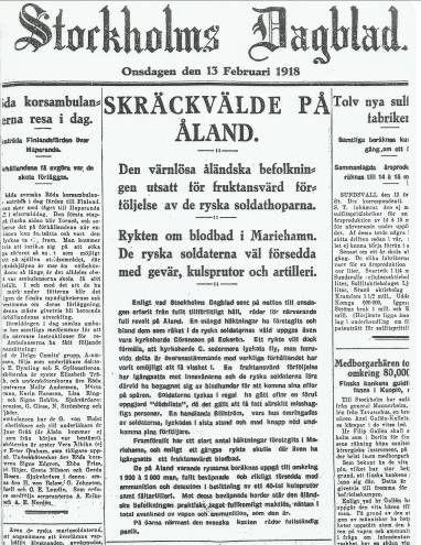 Ahvenanmaa 1918 Venäjän