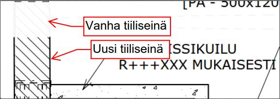 36 selvästi. Tällöin piirustuksessa mustat eli uudet rakenteet korostuvat huomattavasti vanhoista rakenteista kuten kuvasta 24 nähdään.