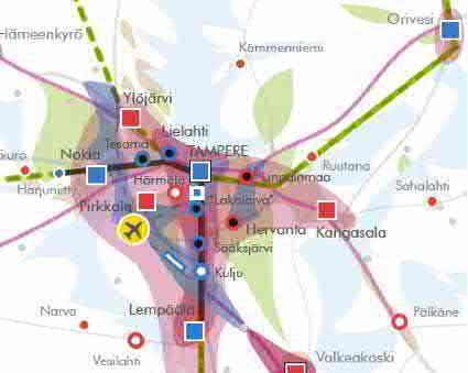 1.3 Suunnittelualue Rakennesuunnitelman alue kattaa Tampereen kaupunkiseudun kuntien Kangasalan, Lempäälän, Nokian, Oriveden, Pirkkalan, Tampereen, Vesilahden ja Ylöjärven yhtenäisen taajama-alueen.