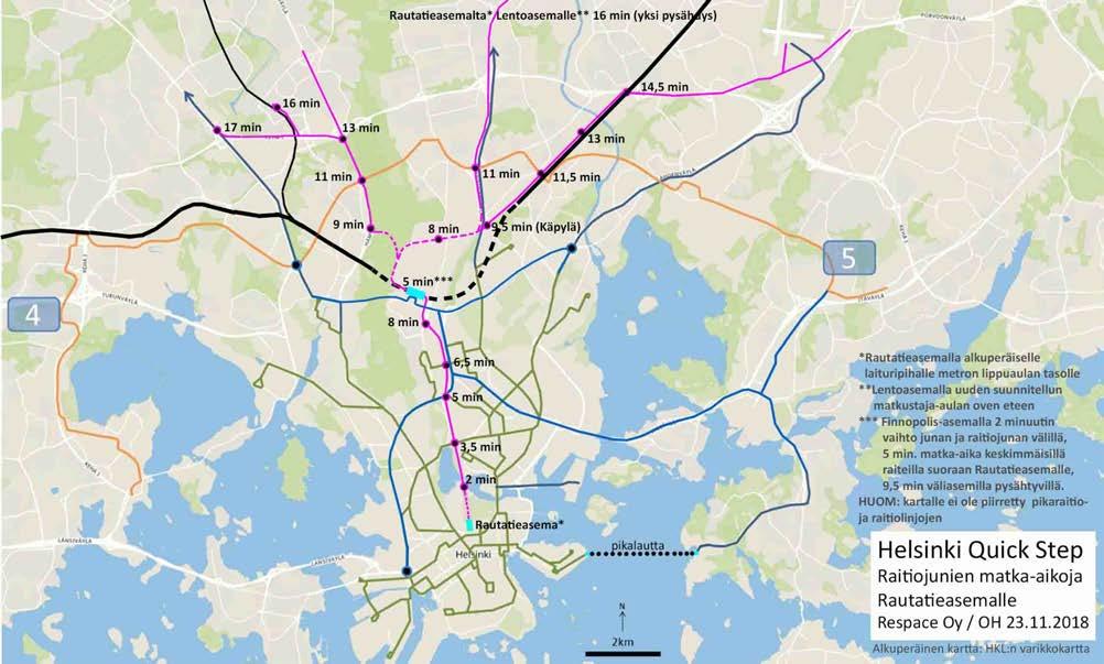 Lentoaseman raitiojunat kulkevat siltaradalla.