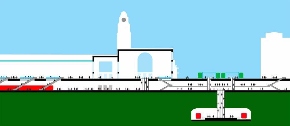 Finnopolis-asemalla vaihto junasta raitiojunaan sujuu kahdessa minuutissa.