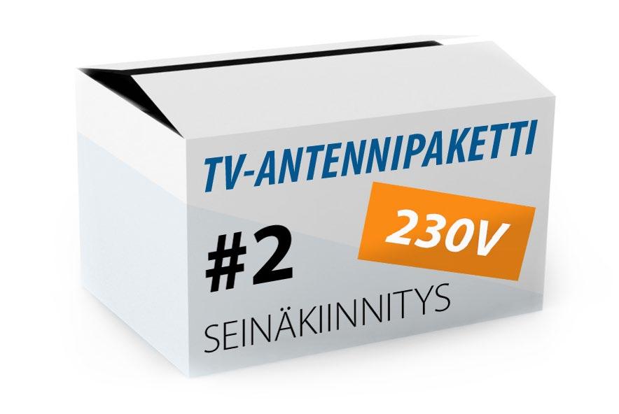 Tuotesivu TV-Antennipaketti 2S #102/ 2P #105 Ammattiliikkeen suunnittelema sähköturvallinen TVantennipaketti 1 kpl katselupisteelle.