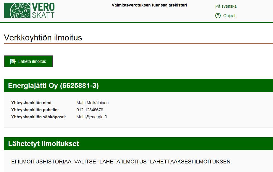 Kun haluat ladata palveluun ilmoituksen tuensaajakohtaisista veroluokan II sähkön luovutuksista,