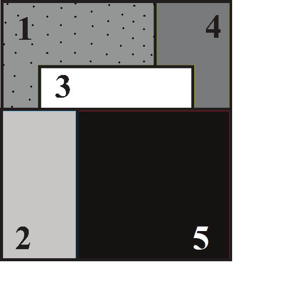 9. Viisi neliön muotoista korttia on pinottu päällekkäin kuvan osoittamalla tavalla. Sivu 6 / 11 Kortit nostetaan pois yksi kerrallaan niin, että päällimmäinen on aina nostovuorossa.