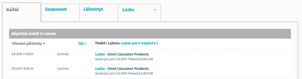 5 Laskujen, hyvityslaskujen ja muiden liikeasiakirjojen käsittely Asiakirjoilla tarkoitetaan niitä dokumentteja, joita yrityksesi käyttää asioidessaan toisten yritysten kanssa.