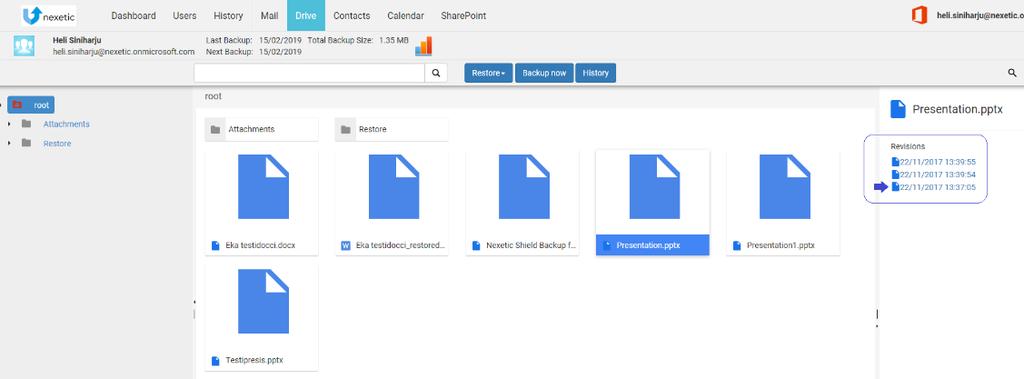 Onedrive fr Business tai Ggle Drive -tietjen palautus Onedrive fr Business tai Ggle Drivessä levat kansit ja tiedstt vidaan palauttaa suraan takaisin käyttäjän Office 365:n Onedrive fr Business