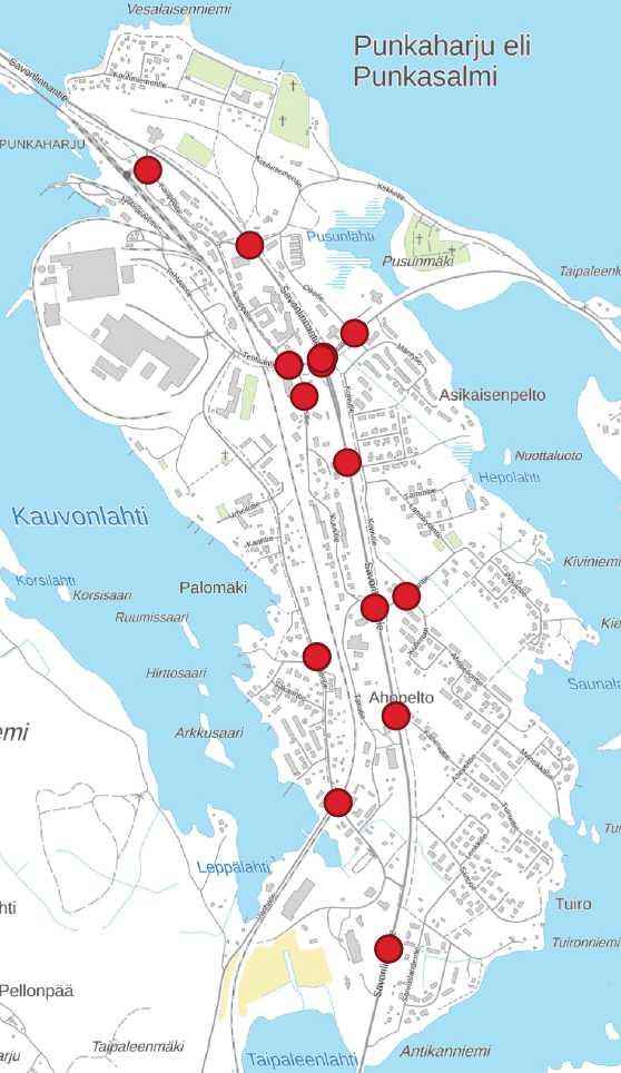 tiellä keskustaan saakka. Muualla valtatien itäpuolella kokooja- ja tonttikatujen varsilla ei ole kevyelle liikenteelle varattuja väylänosia.