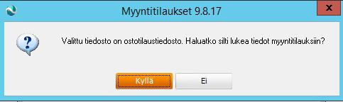 5 Myyntitilaukset 5.1 Yleiskuvaus Myyntitilaukset koostuvat mt-, mtrivi- ja toimitus-tietueista. Lisäksi tiedostossa on kokolajitelmatiedot. Pakollisia tietoja ovat mt- ja mtrivi-tiedot.